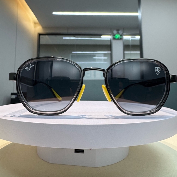 Ray-Ban Black Frame Sunglasses with Yellow Accents